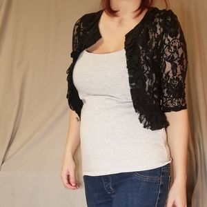 Papaya Black Lace Shrug